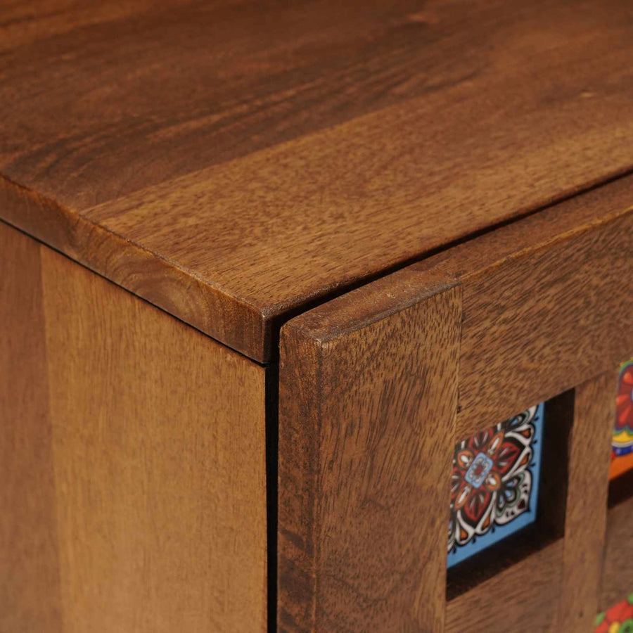 Nachtkastje Bruin 40 X 33,5 X 46 Cm Massief Mango Hout