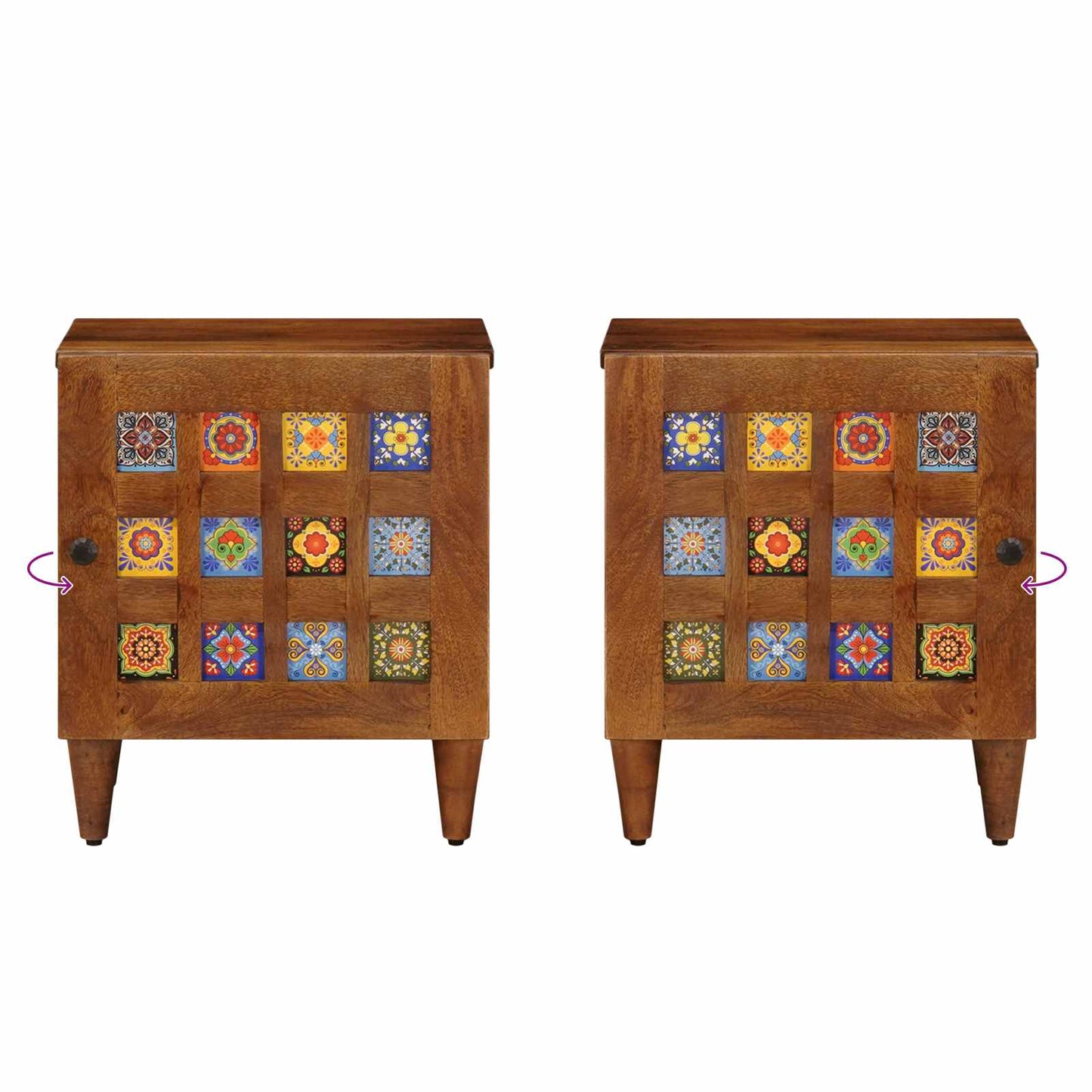 Nachtkastje Bruin 40 X 33,5 X 46 Cm Massief Mango Hout