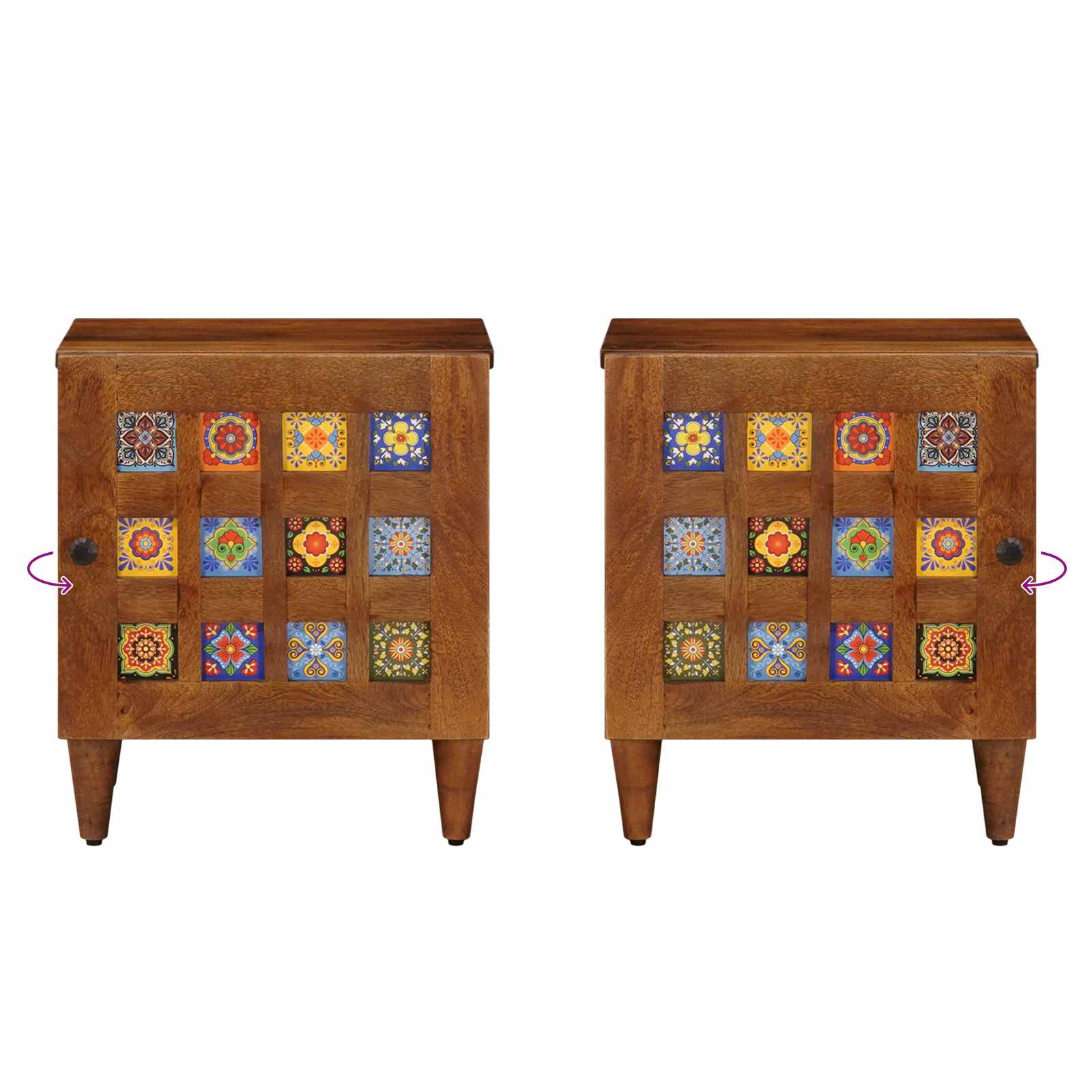 Nachtkastje Bruin 40 X 33,5 X 46 Cm Massief Mango Hout