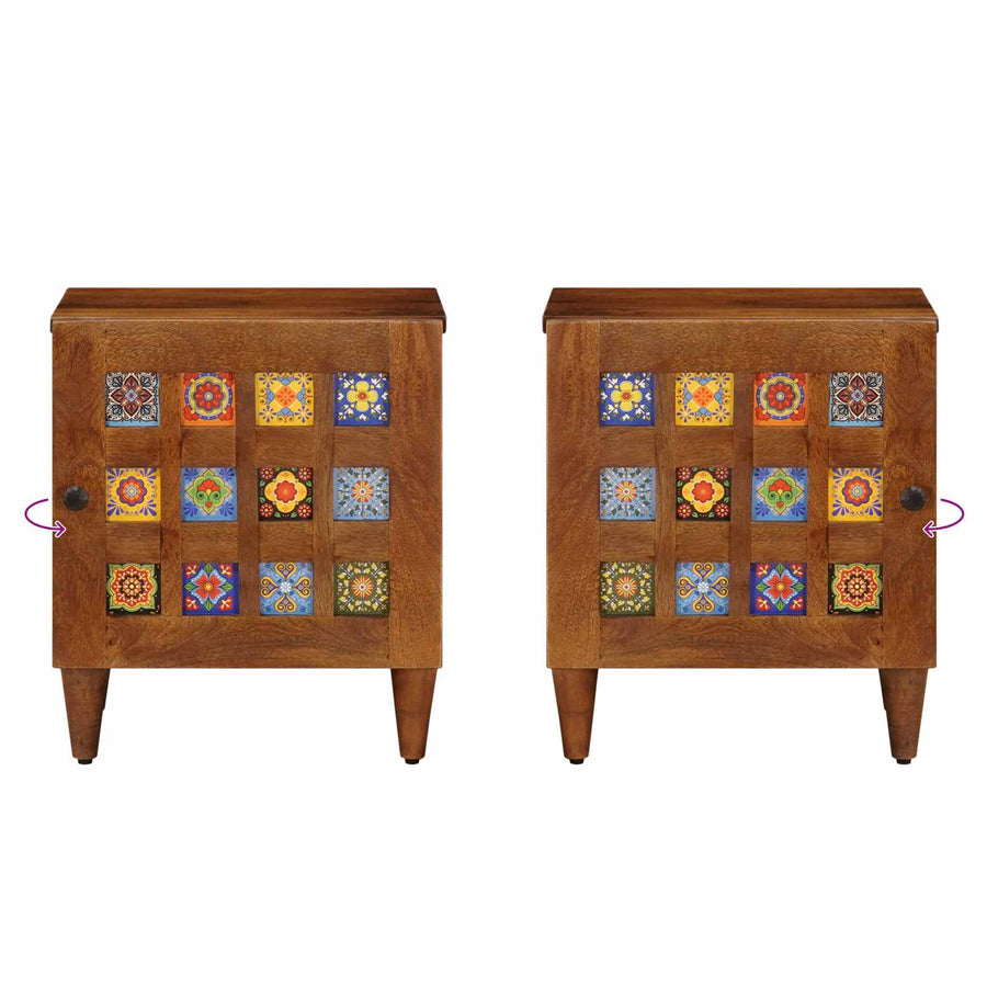 Nachtkastje Bruin 40 X 33,5 X 46 Cm Massief Mango Hout