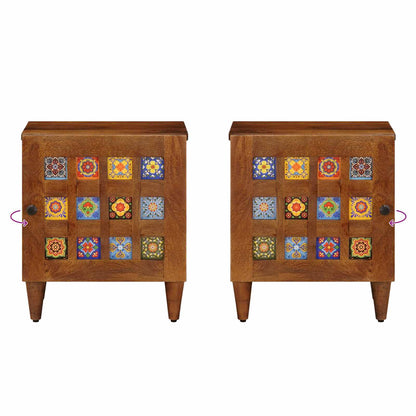 Nachtkastje 2 Pcs Bruin 40 X 33,5 X 46 Cm Massief Mango Hout
