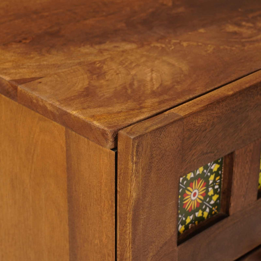 Nachtkastje Met Lade Bruin 40 X 33,5 X 46 Cm Massief Mango Hout 1
