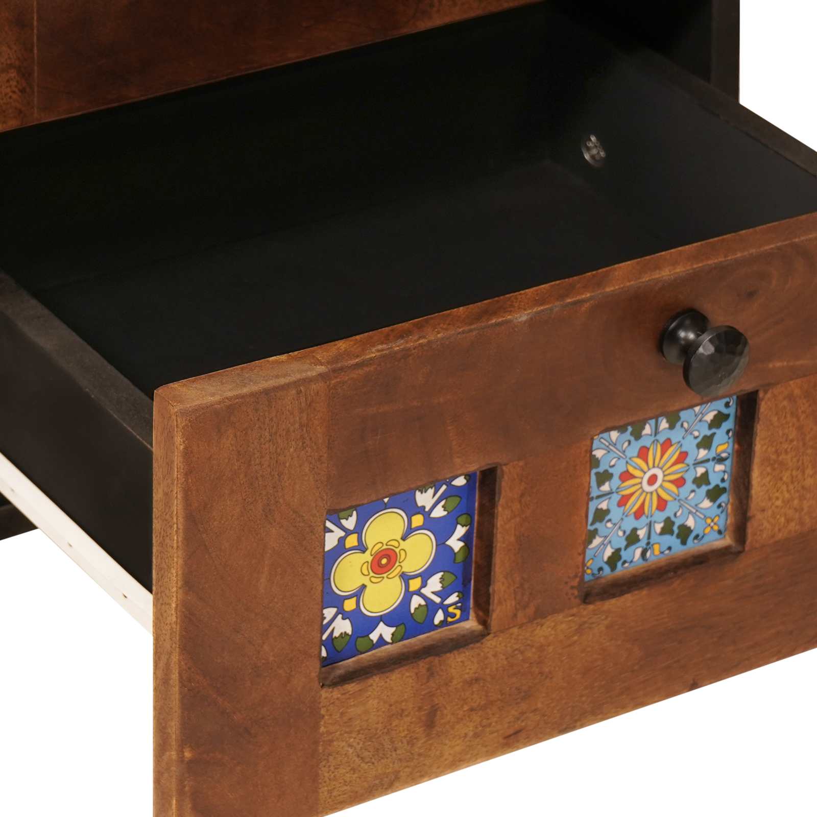 Nachtkastje Met Lade Bruin 40 X 33,5 X 46 Cm Massief Mango Hout 1