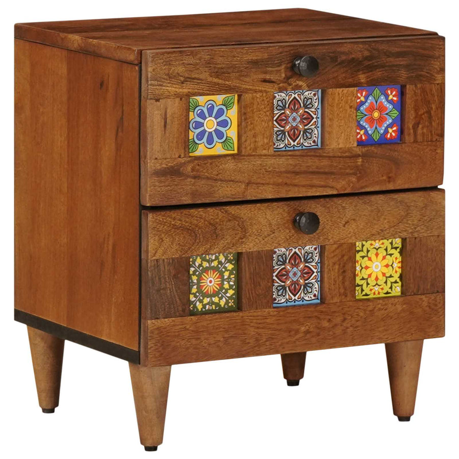Nachtkastje Met Lade Bruin 40 X 33,5 X 46 Cm Massief Mango Hout 1