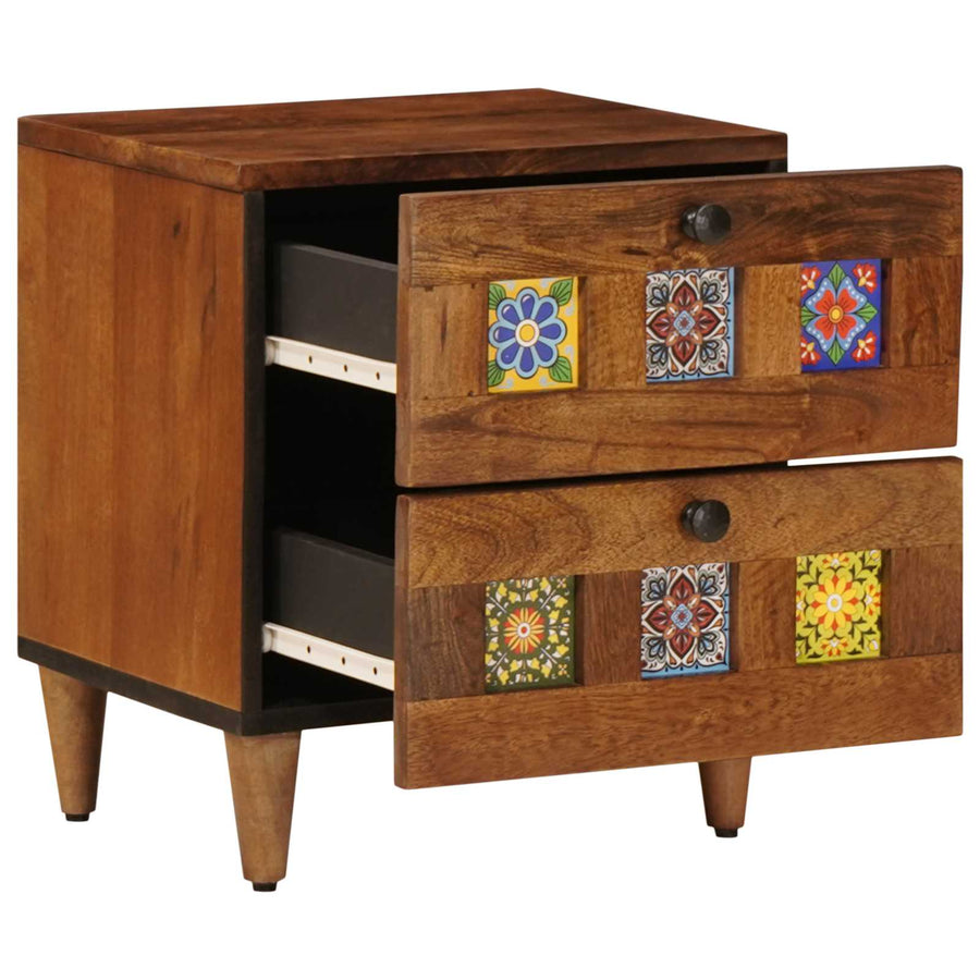 Nachtkastje Met Lade Bruin 40 X 33,5 X 46 Cm Massief Mango Hout 1