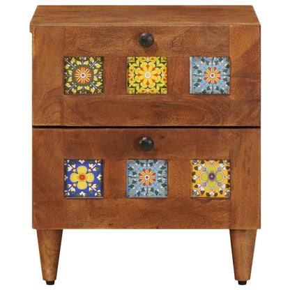 Nachtkastje Met Lade Bruin 40 X 33,5 X 46 Cm Massief Mango Hout 1