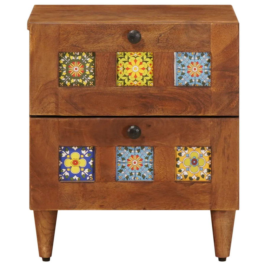 Nachtkastje 2 Pcs Bruin 40 X 33,5 X 46 Cm Massief Mango Hout