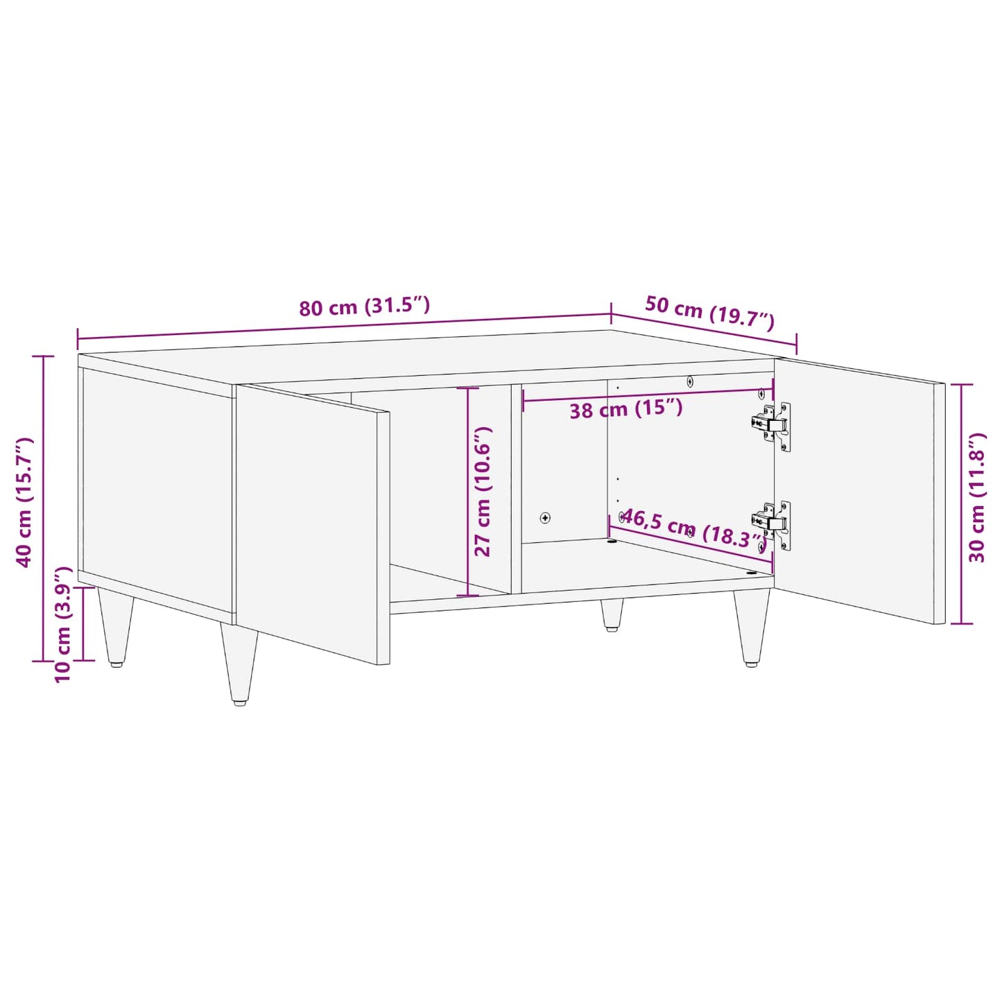 Salontafel Bruin 80 X 50 X 40 Cm Massief Mango Hout