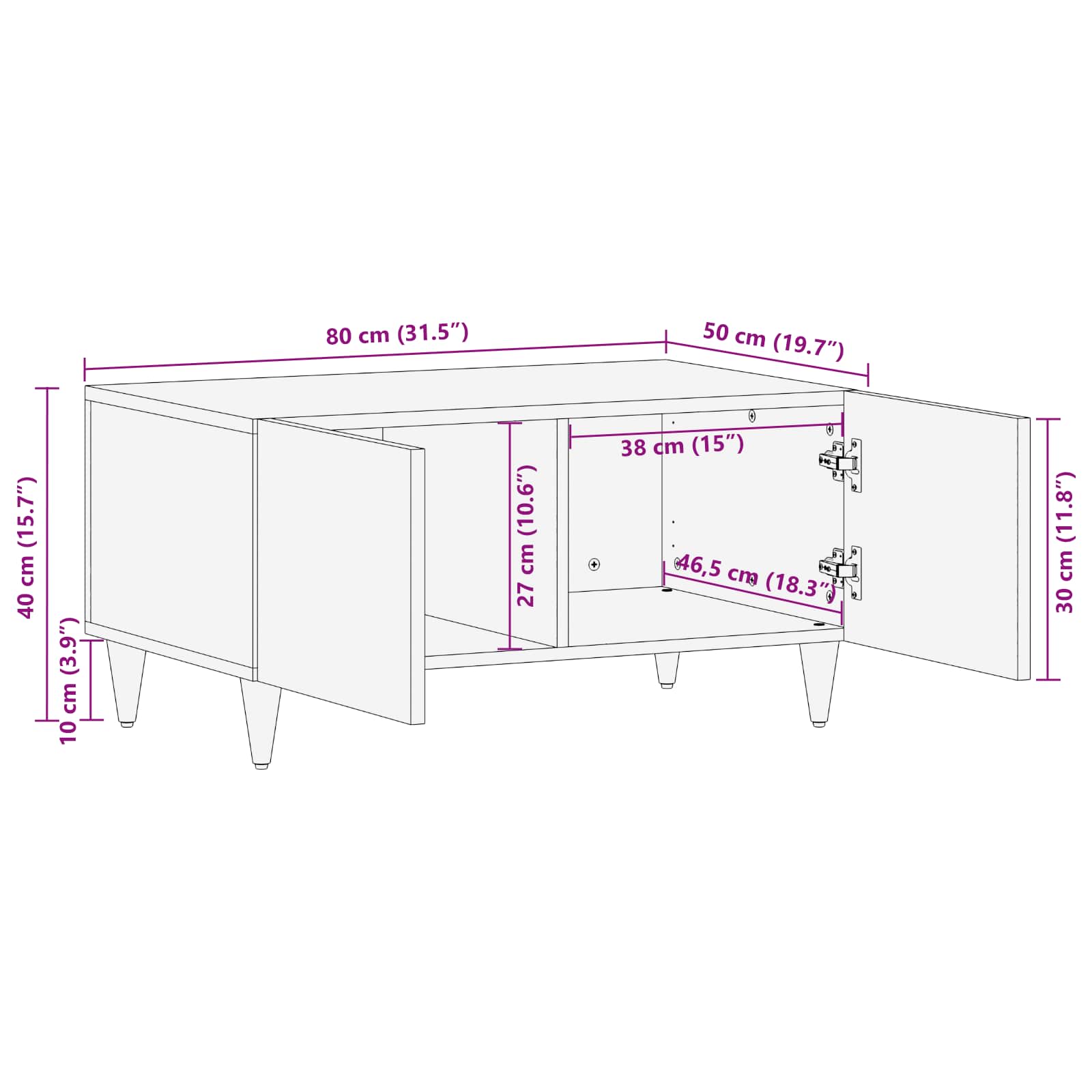 Salontafel Bruin 80 X 50 X 40 Cm Massief Mango Hout