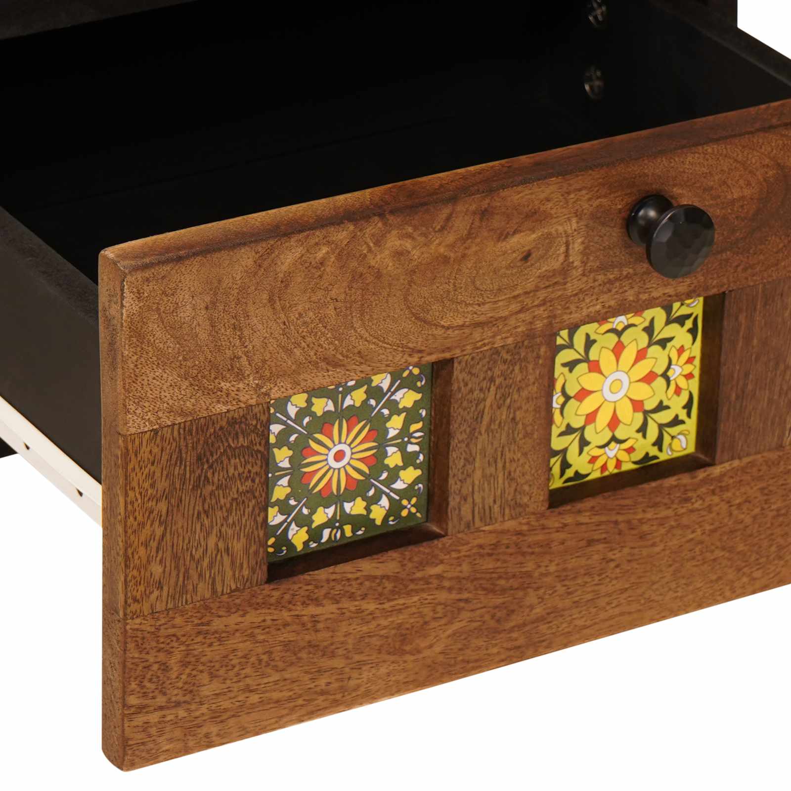 Nachtkastje Met Lade Bruin 40 X 33 X 46 Cm Massief Mango Hout 1