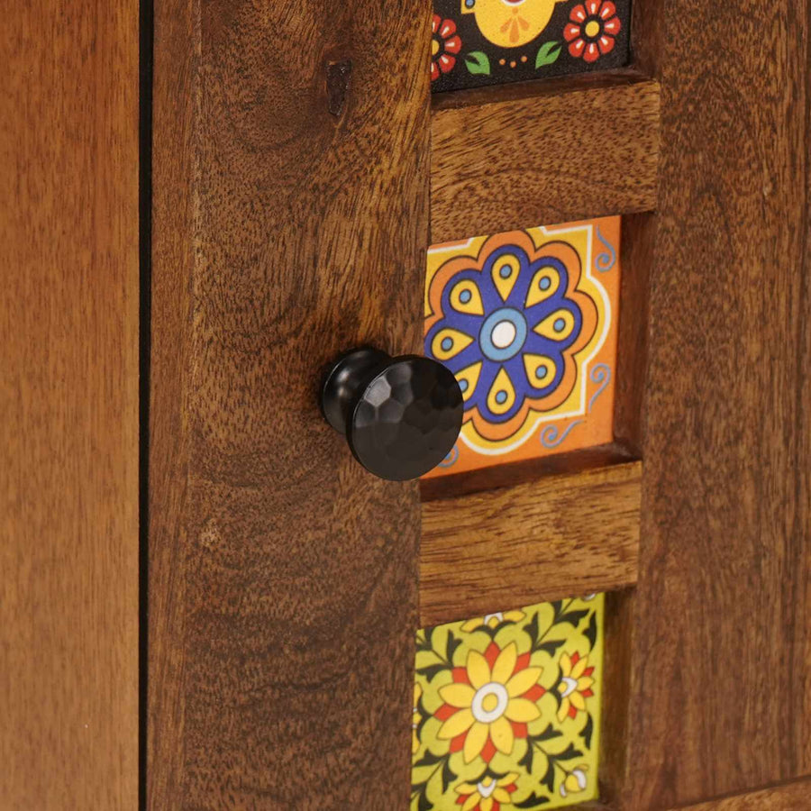 Nachtkastje Met Lade Bruin 50 X 33 X 60 Cm Massief Mango Hout