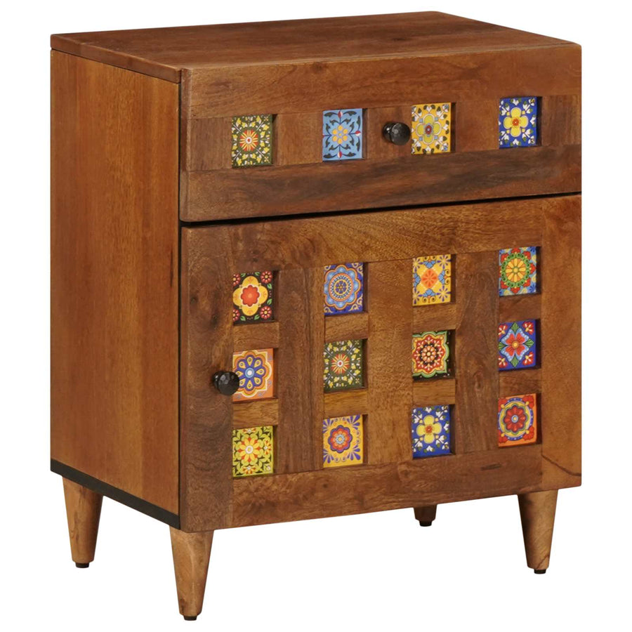 Nachtkastje Met Lade Bruin 50 X 33 X 60 Cm Massief Mango Hout