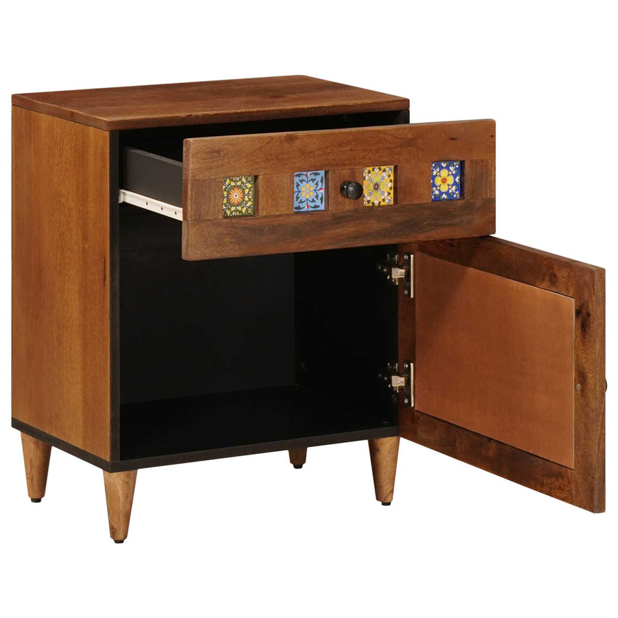 Nachtkastje Met Lade Bruin 50 X 33 X 60 Cm Massief Mango Hout