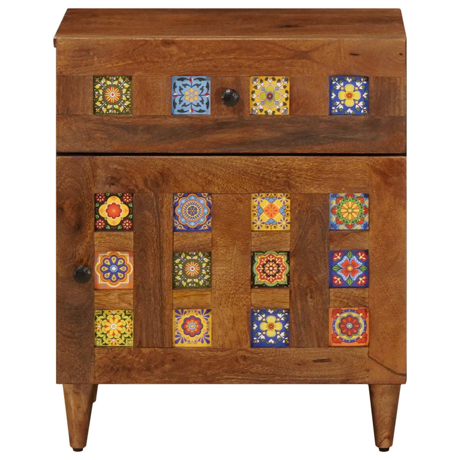 Nachtkastje Met Lade Bruin 50 X 33 X 60 Cm Massief Mango Hout