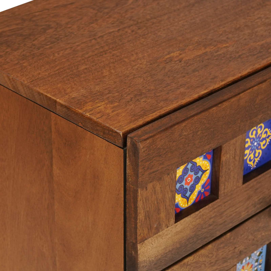 Nachtkastje Met Lade Bruin 50 X 33 X 60 Cm Massief Mango Hout