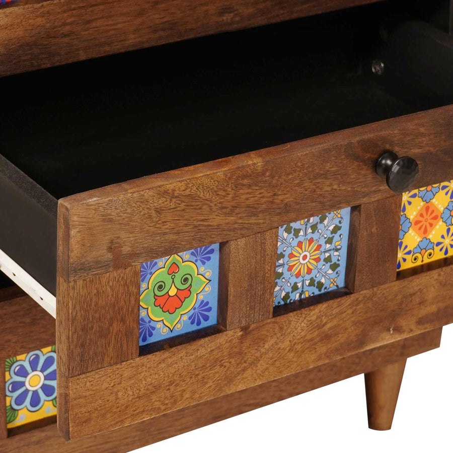 Nachtkastje Met Lade Bruin 50 X 33 X 60 Cm Massief Mango Hout