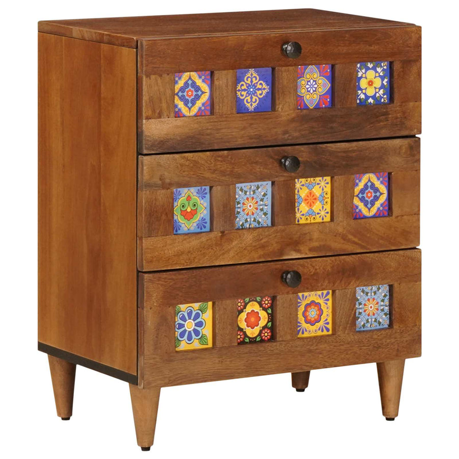 Nachtkastje Met Lade Bruin 50 X 33 X 60 Cm Massief Mango Hout