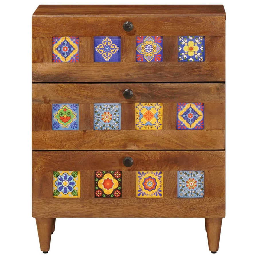 Nachtkastje Met Lade Bruin 50 X 33 X 60 Cm Massief Mango Hout