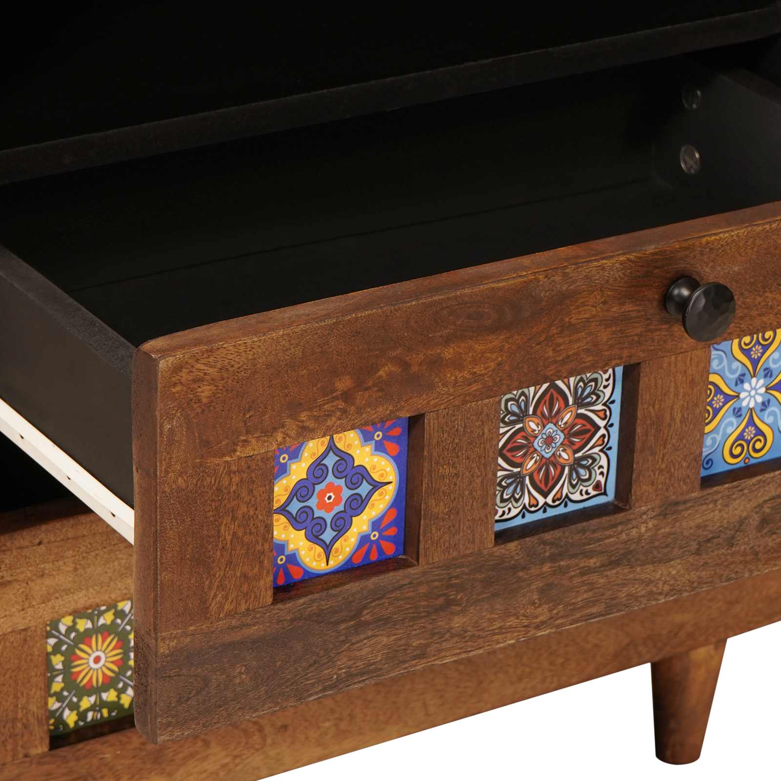 Nachtkastje Met Lade Bruin 50 X 33 X 60 Cm Massief Mango Hout