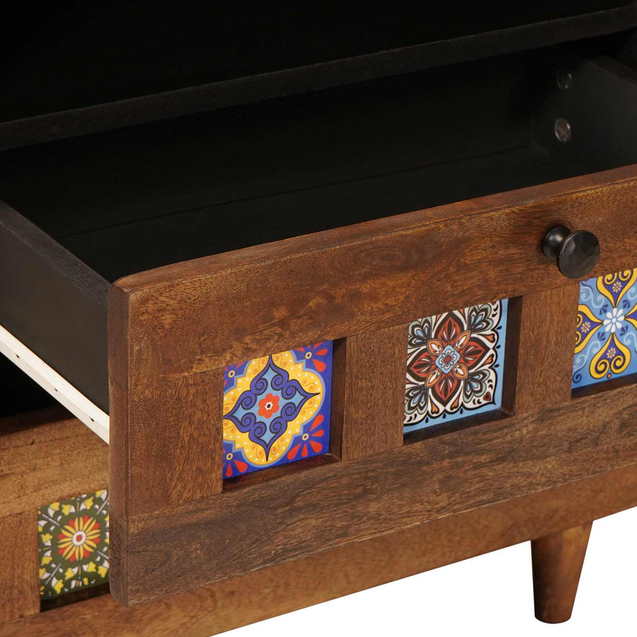 Nachtkastje Met Lade Bruin 50 X 33 X 60 Cm Massief Mango Hout