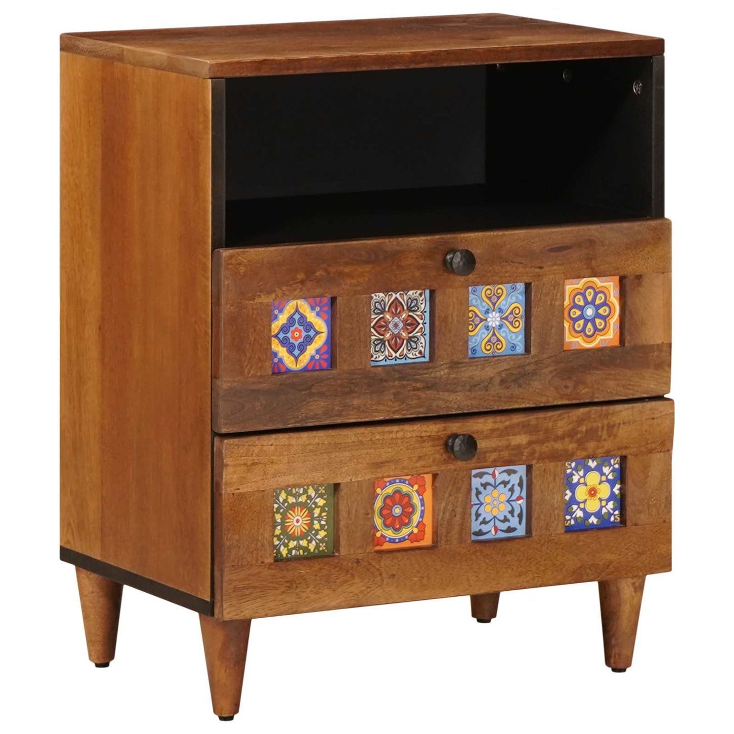 Nachtkastje Met Lade Bruin 50 X 33 X 60 Cm Massief Mango Hout