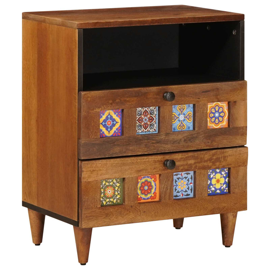 Nachtkastje Met Lade Bruin 50 X 33 X 60 Cm Massief Mango Hout