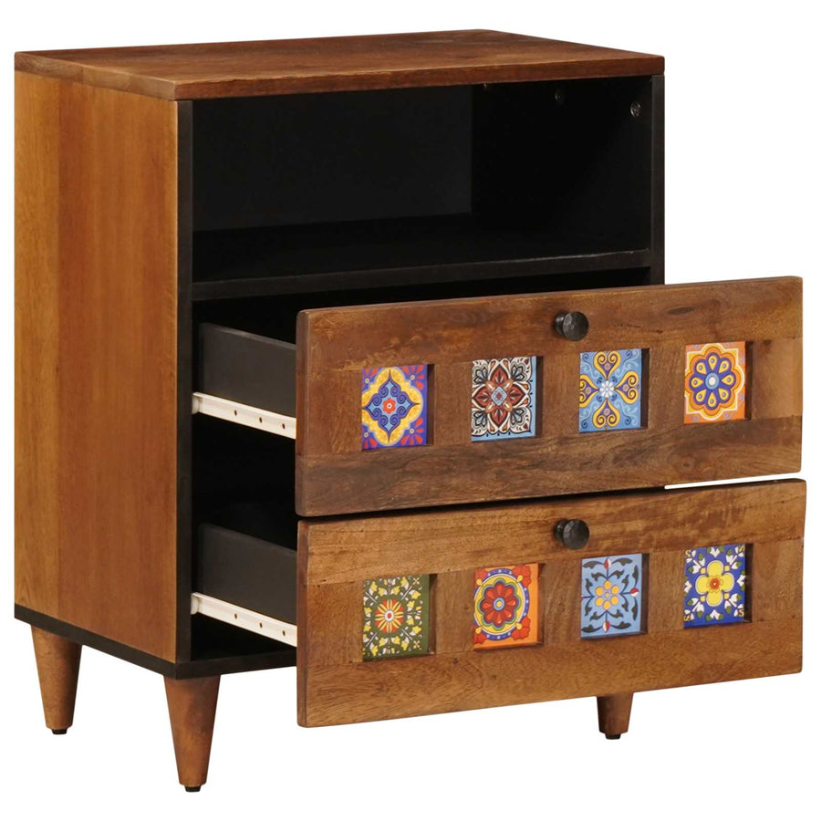 Nachtkastje Met Lade Bruin 50 X 33 X 60 Cm Massief Mango Hout