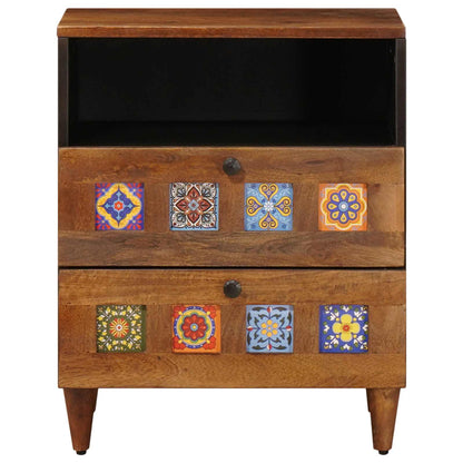 Nachtkastje Met Lade Bruin 50 X 33 X 60 Cm Massief Mango Hout