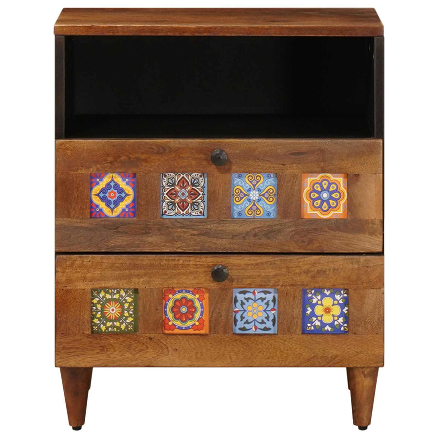 Nachtkastje Met Lade Bruin 50 X 33 X 60 Cm Massief Mango Hout