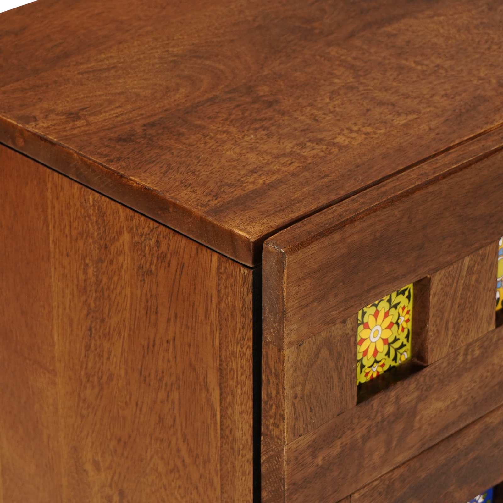 Nachtkastje Met Lade Bruin 50 X 33 X 60 Cm Massief Mango Hout