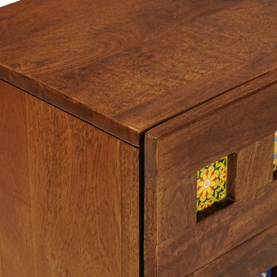 Nachtkastje Met Lade Bruin 50 X 33 X 60 Cm Massief Mango Hout