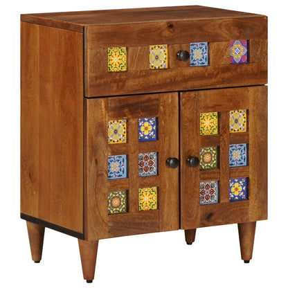 Nachtkastje Met Lade Bruin 50 X 33 X 60 Cm Massief Mango Hout