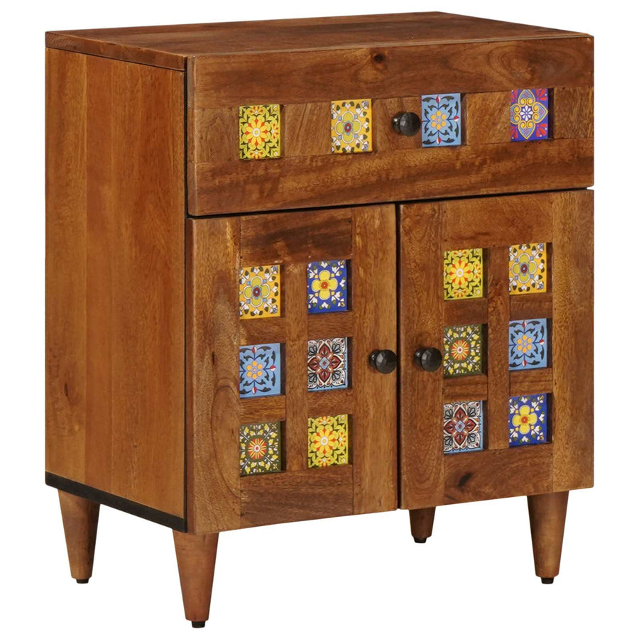 Nachtkastje Met Lade Bruin 50 X 33 X 60 Cm Massief Mango Hout