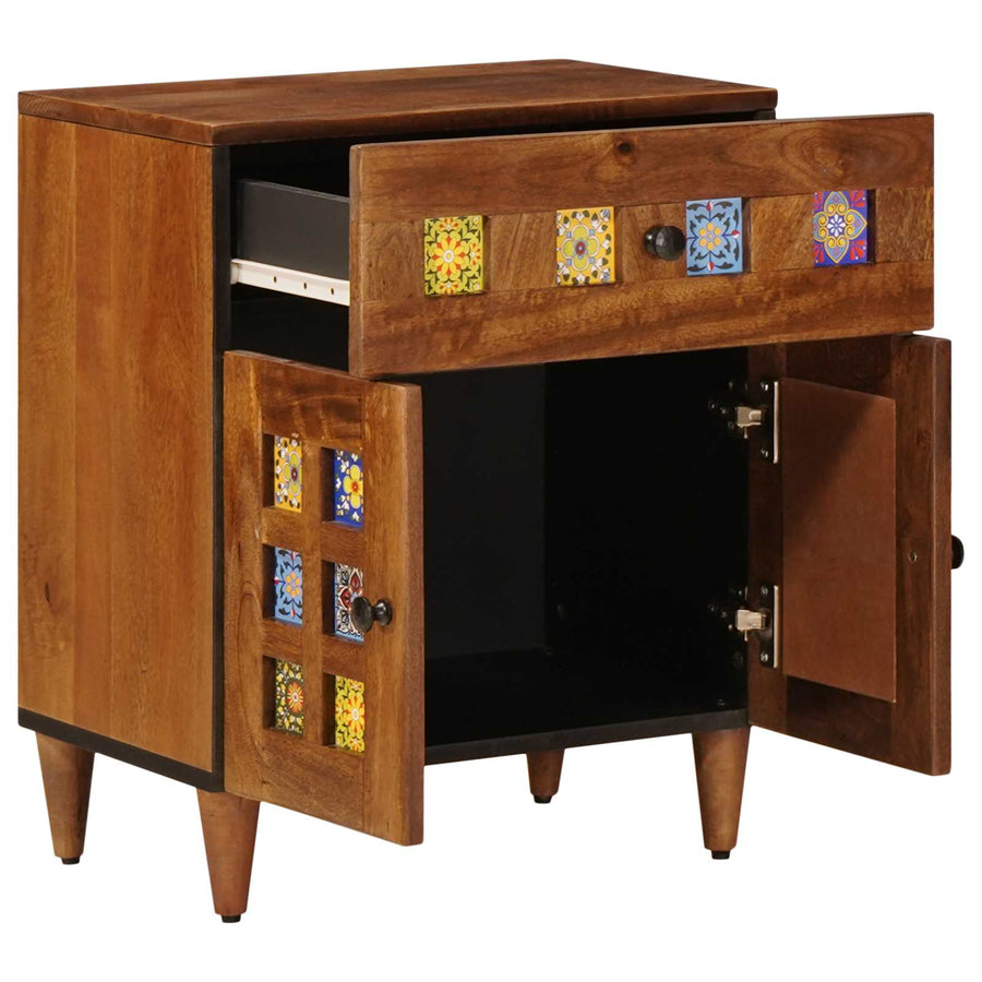 Nachtkastje Met Lade Bruin 50 X 33 X 60 Cm Massief Mango Hout