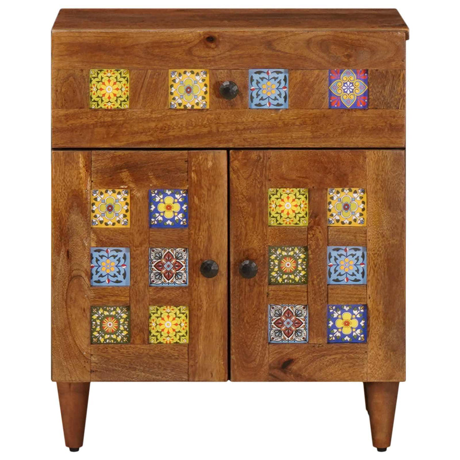 Nachtkastje Met Lade Bruin 50 X 33 X 60 Cm Massief Mango Hout