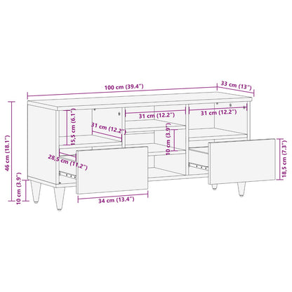 Tv-Kast 100 X 33,5 X 46 Cm Massief Mango Hout
