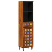 Badkamerkast 38x33x160 cm walnotenhout met lade en plank