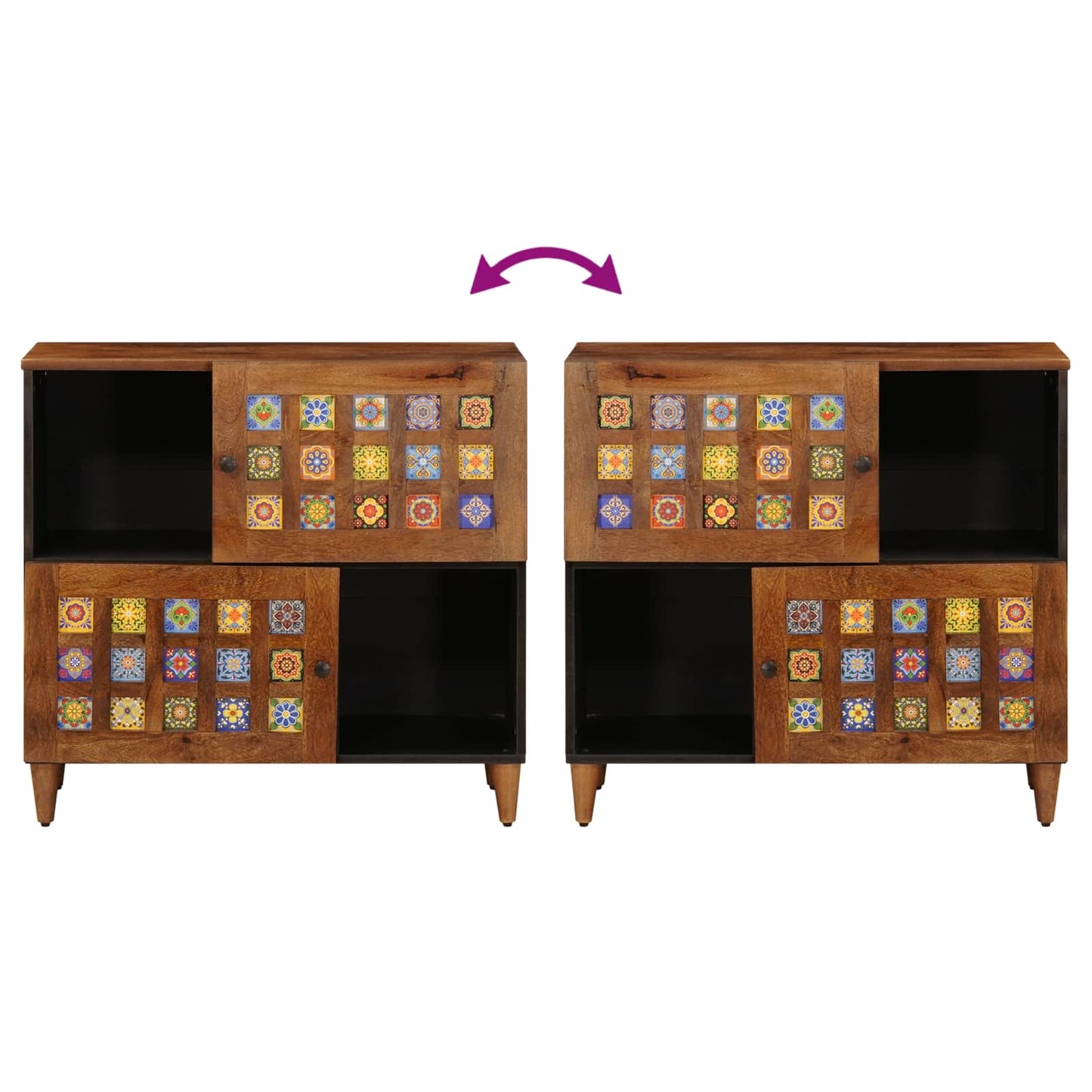 Dressoir 80 X 33,5 X 75 Cm Massief Mango Hout