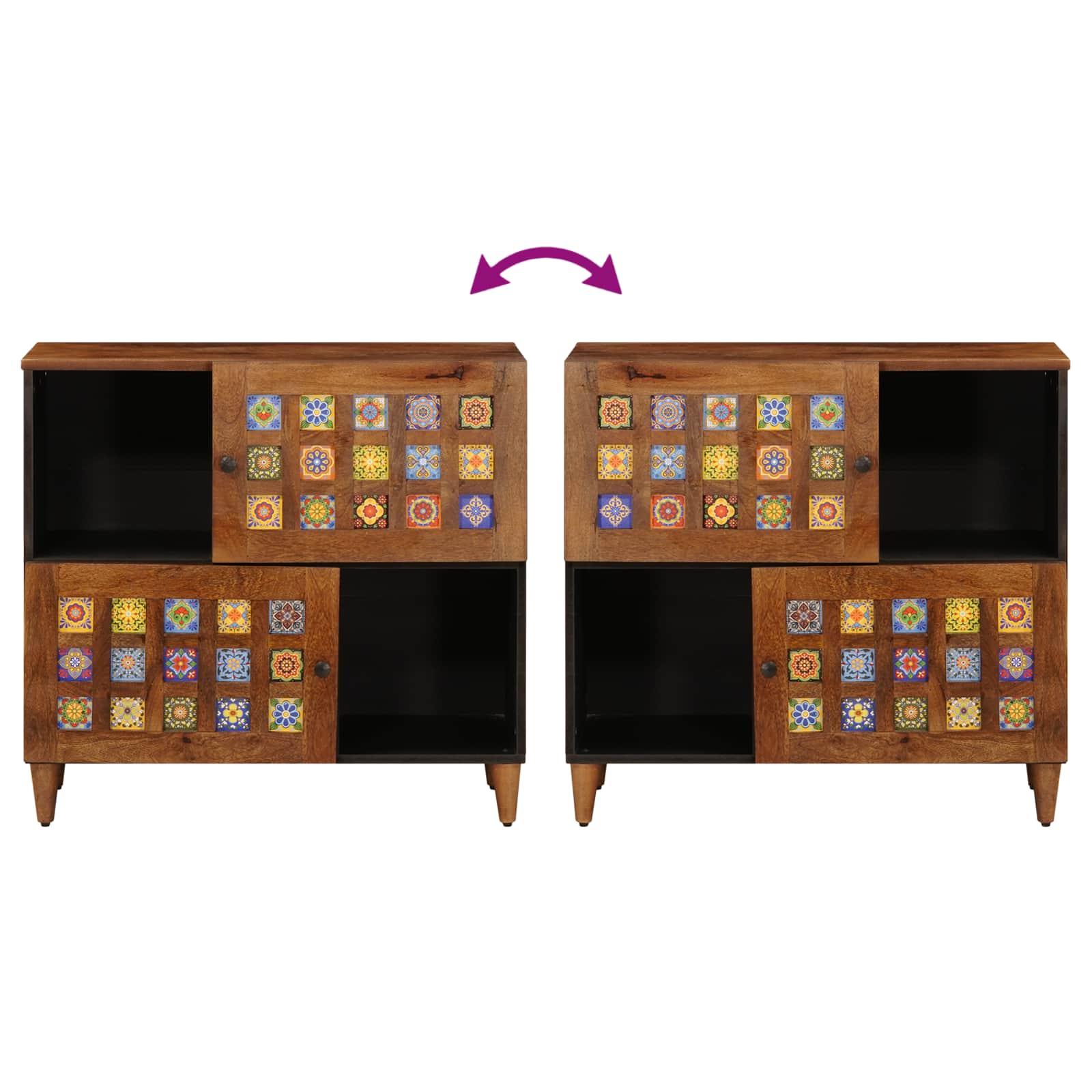 Dressoir 80 X 33,5 X 75 Cm Massief Mango Hout