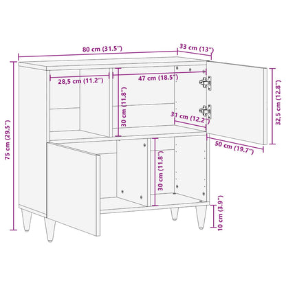 Dressoir 80 X 33,5 X 75 Cm Massief Mango Hout