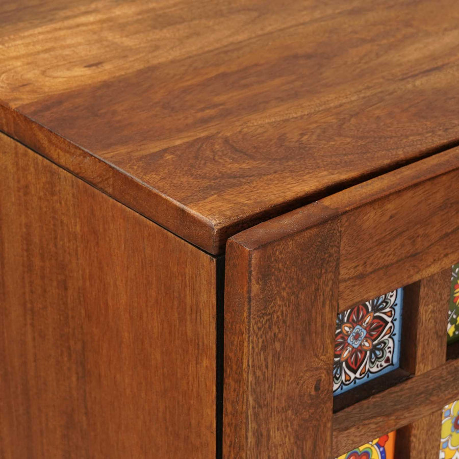 Hoge Kast 40 X 33,5 X 110 Cm Massief Mango Hout