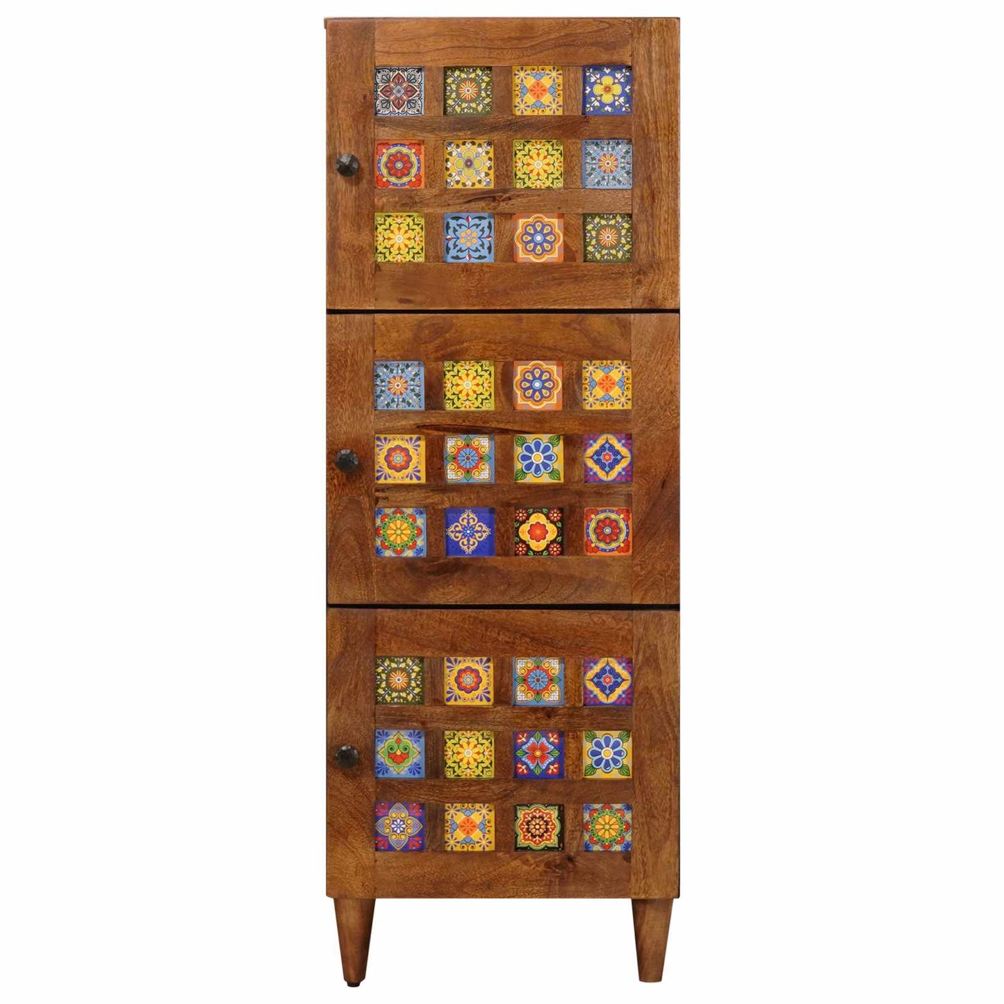 Hoge Kast 40 X 33,5 X 110 Cm Massief Mango Hout