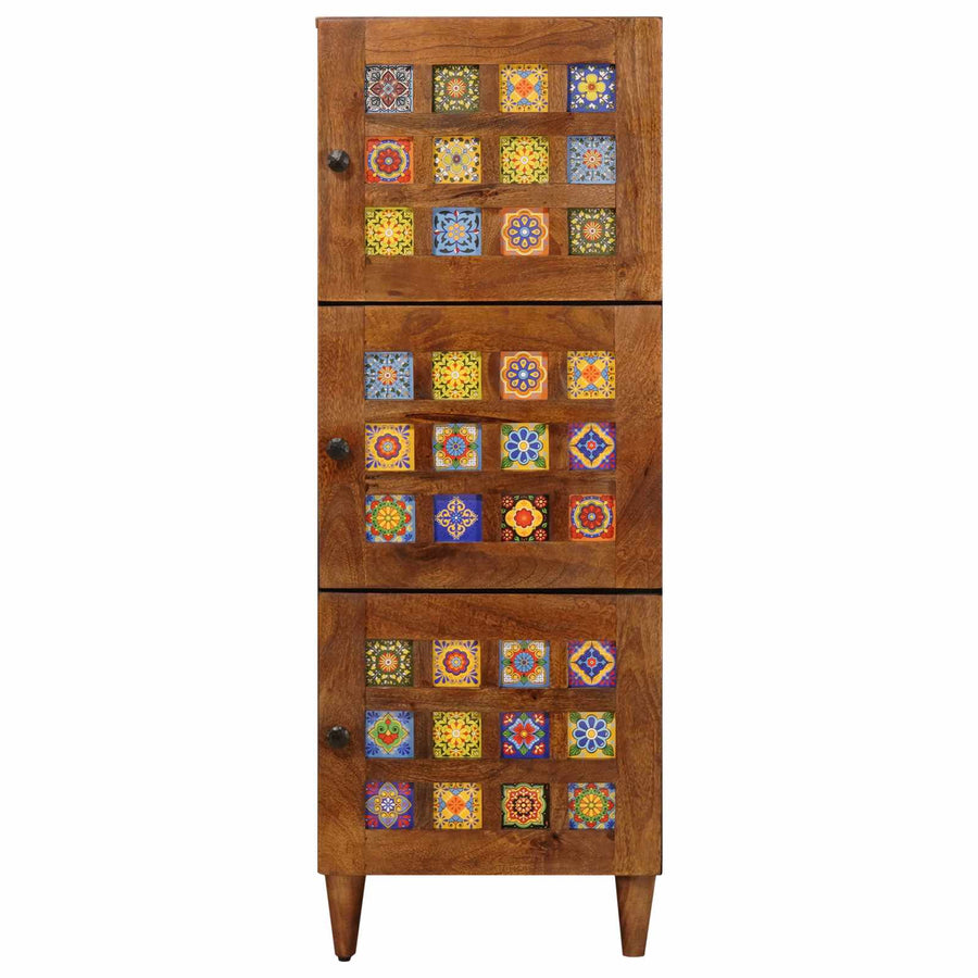 Hoge Kast 40 X 33,5 X 110 Cm Massief Mango Hout