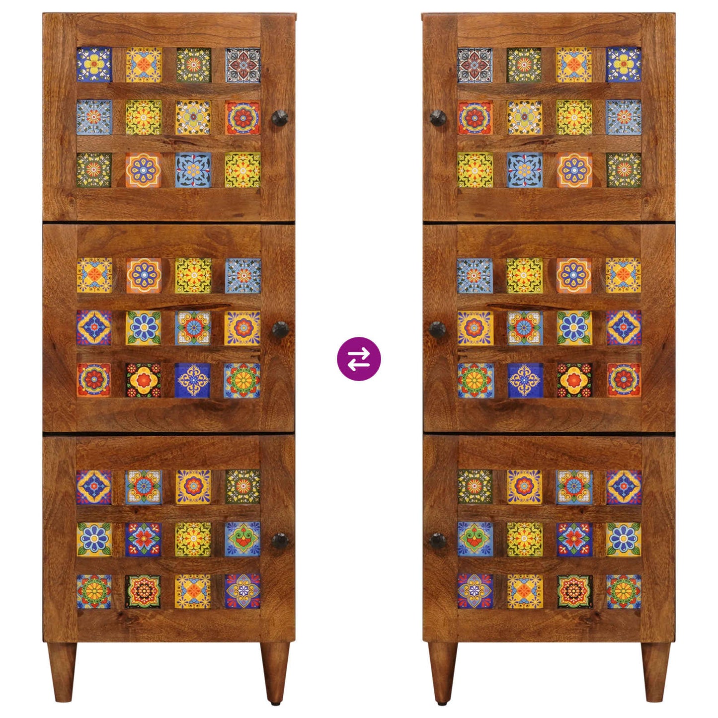 Hoge Kast 40 X 33,5 X 110 Cm Massief Mango Hout