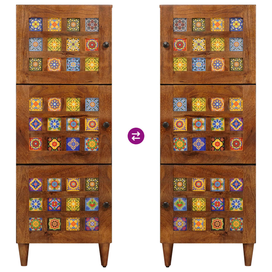 Hoge Kast 40 X 33,5 X 110 Cm Massief Mango Hout