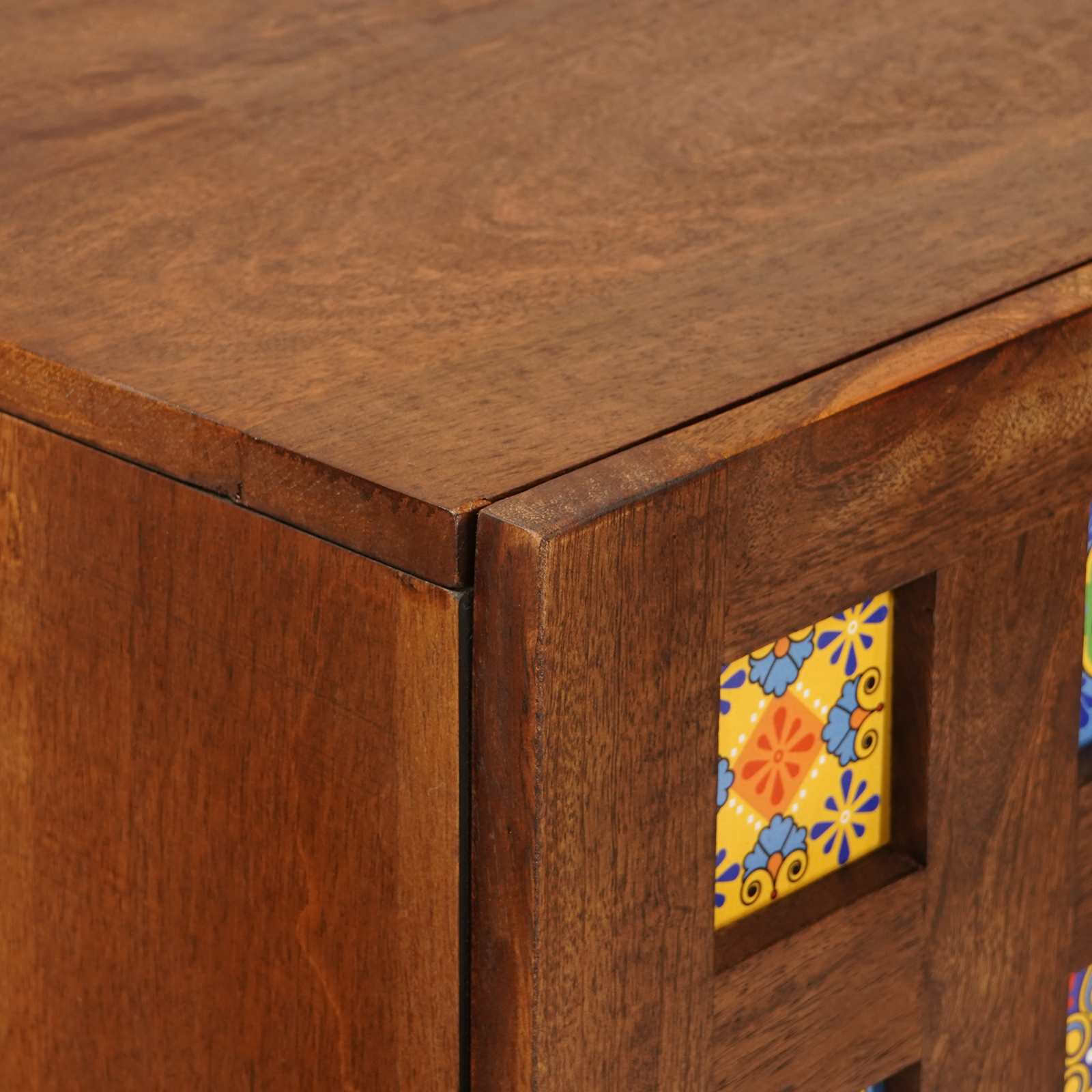Hoge Kast 60 X 33,5 X 100 Cm Massief Mango Hout