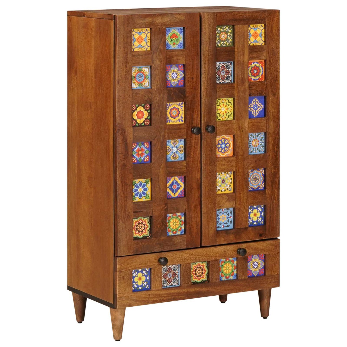Hoge Kast 60 X 33,5 X 100 Cm Massief Mango Hout