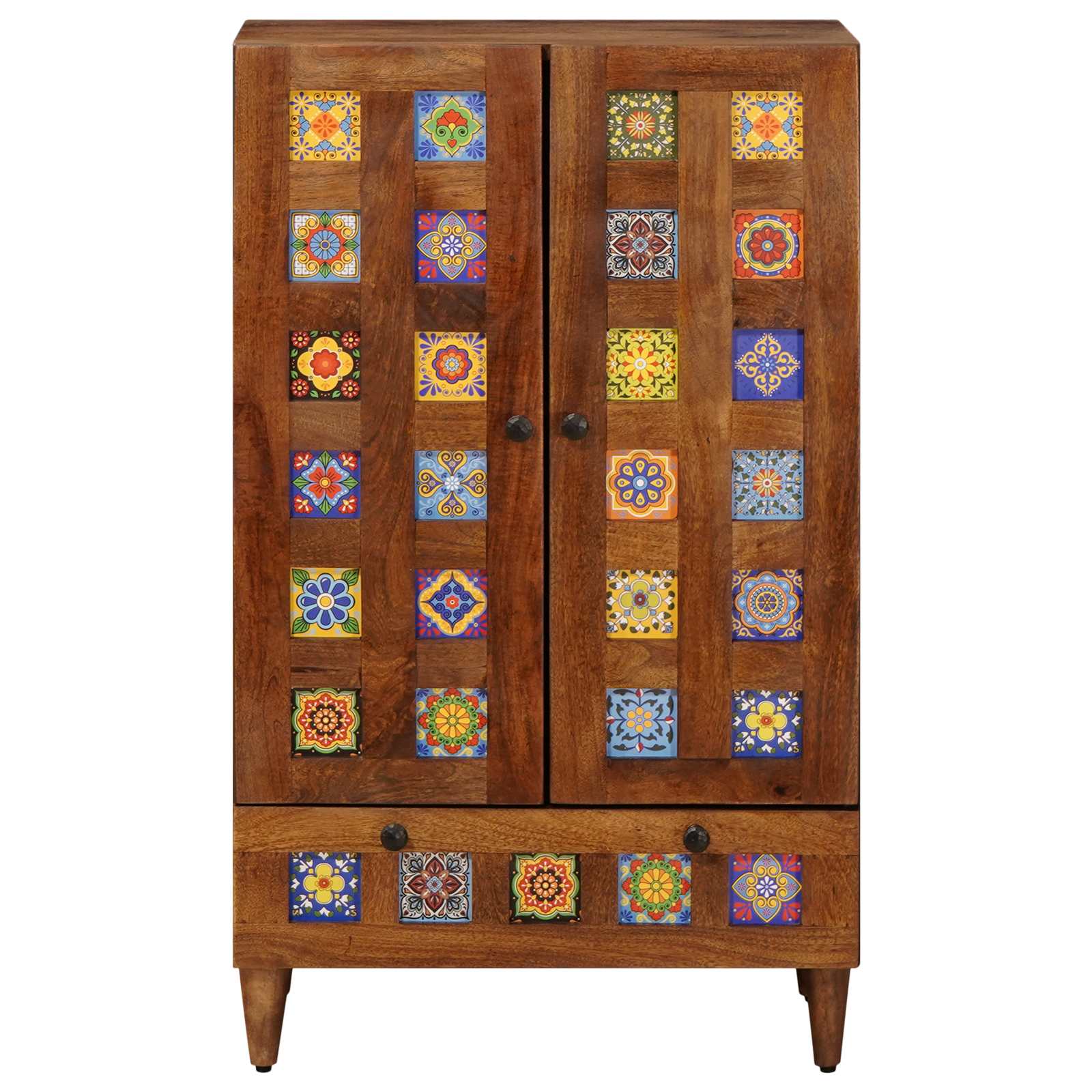 Hoge Kast 60 X 33,5 X 100 Cm Massief Mango Hout