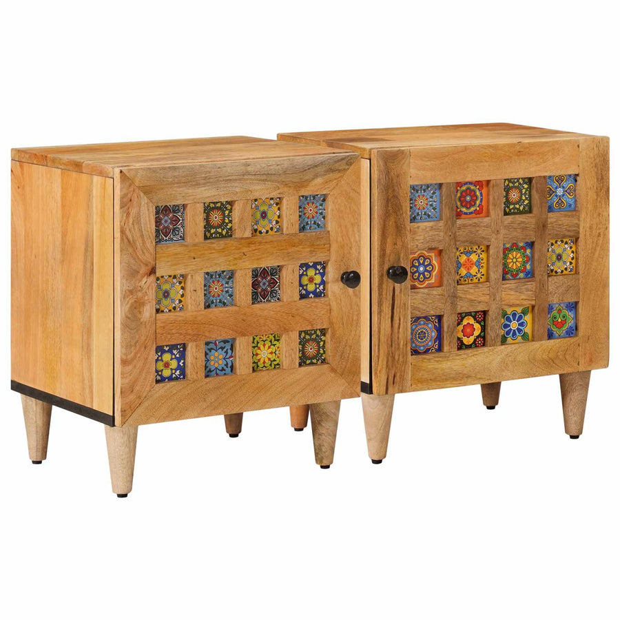 Nachtkastje 2 pcs Naturel 40 x 33,5 x 46 cm Massief Mango Hout