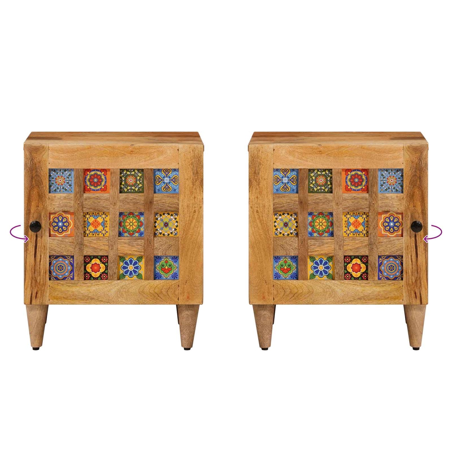 Nachtkastje 2 pcs Naturel 40 x 33,5 x 46 cm Massief Mango Hout